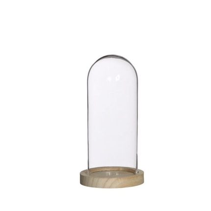 Bell jar wood base Ø10 h.20 cm
