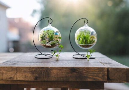 glass vase with metal